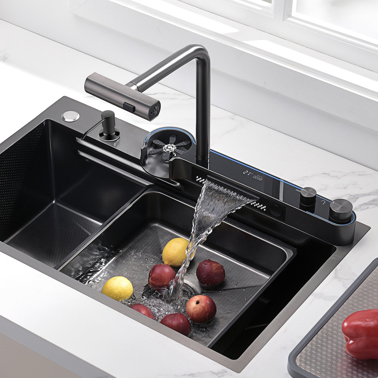 Plitvice | Workstation Kitchen Sink Kit with Two-modes Waterfall Faucet