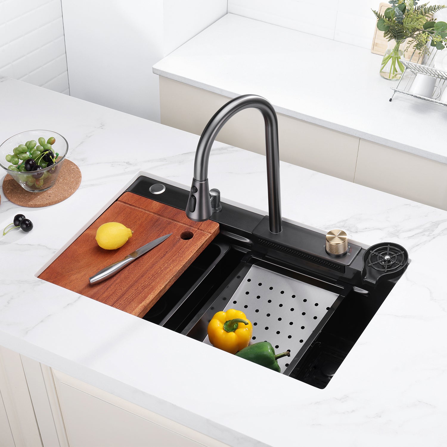 HUKA | Workstation Kitchen Sink Kit with Waterfall Faucet - SKS2301